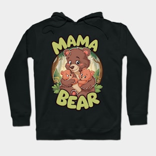 Mama Bear with Cubs - Heartwarming Forest Scene Hoodie